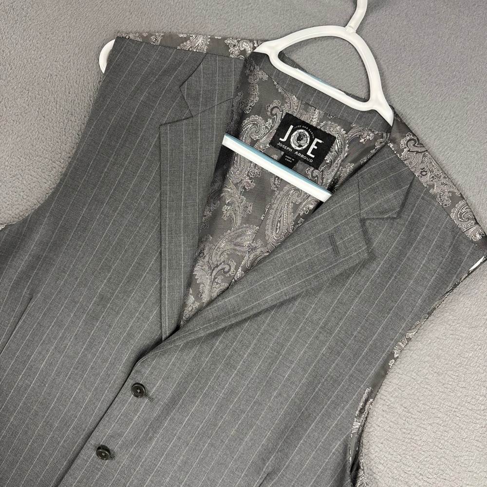 Joseph Abboud Vest Mens 50L Gray Pinstripe Wool Custom Paisley Back Formal NWT